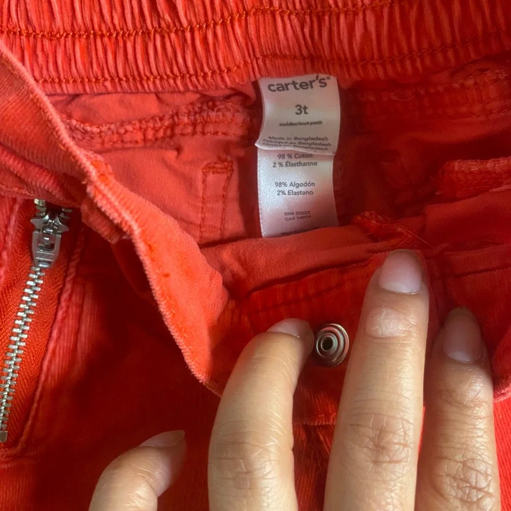 Carter's Corduroy Pants‎ Toddler Red Excellent Zip Detail SIZE 3T
